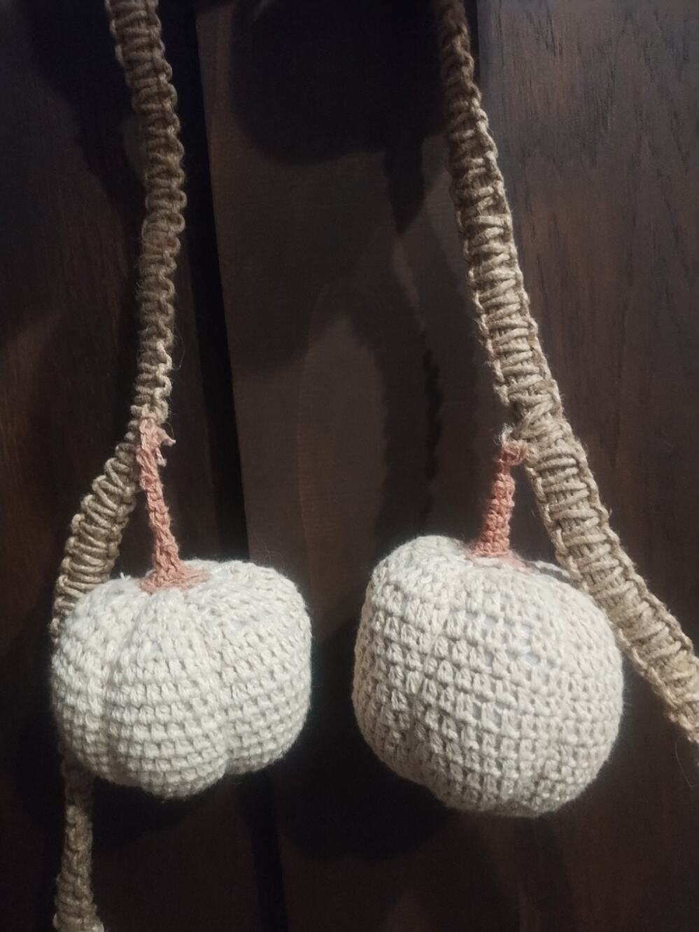 Pumpkin Crochet Fall Autumn Garland Handmade Cream Tan Ivory Neutral Hanging